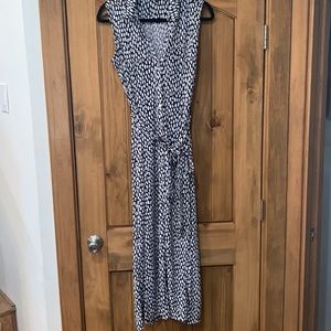 Talbots Black & White Spotted Long & Sleeveless Dress Medium EUC